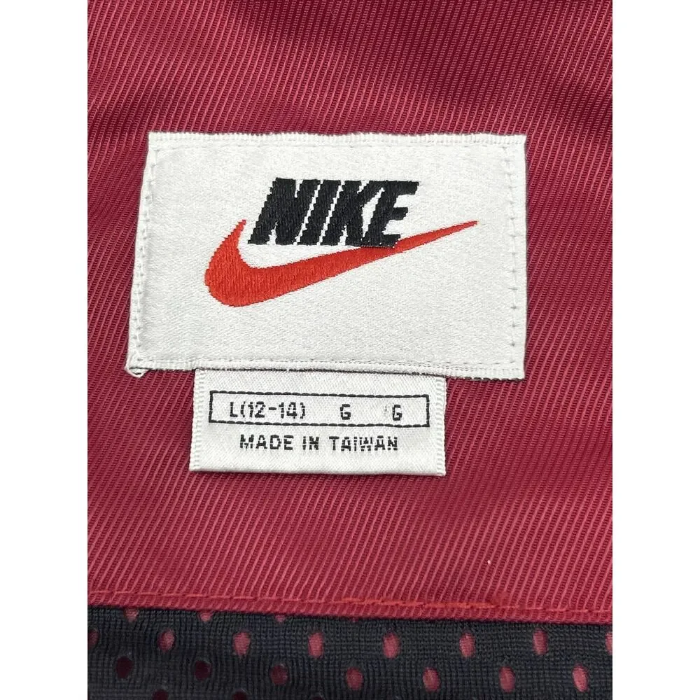 VINTAGE Nike Jacket Full Zip Front Maroon Jacket Pockets Swoosh Women’s Size L - Picture 9 of 11